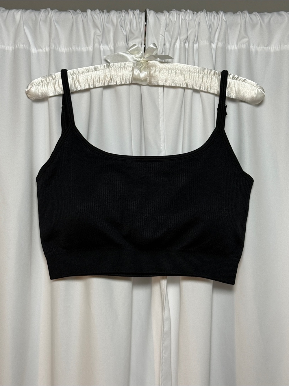 Black Seamless Ribbed Bralette Sports Bra - Women